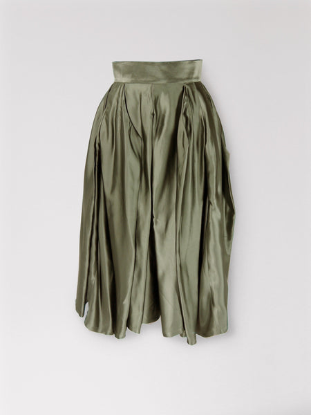 Origami Viscose Complex Pleats Skirt / Olive - YOJIRO KAKE OFFICIAL