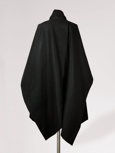 Origami Stain Collar Wool Cape / Black - YOJIRO KAKE OFFICIAL