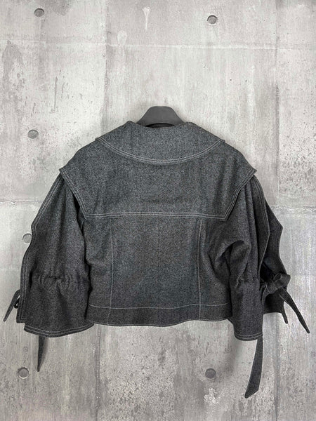 Origami wool jacket with square sleeves/Grey
