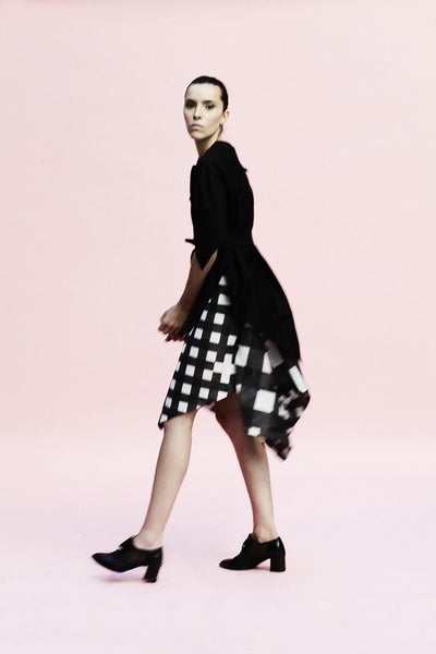 Origami Puffy Mesh Wide Skirt / Checks - YOJIRO KAKE OFFICIAL