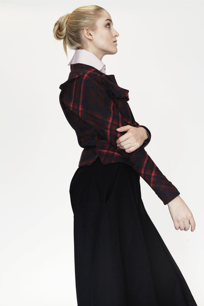 Origami Folded Wool Short Jacket / Checks