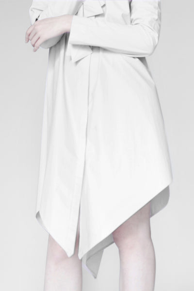 Origami Cotton Shirt Dress / White - YOJIRO KAKE OFFICIAL