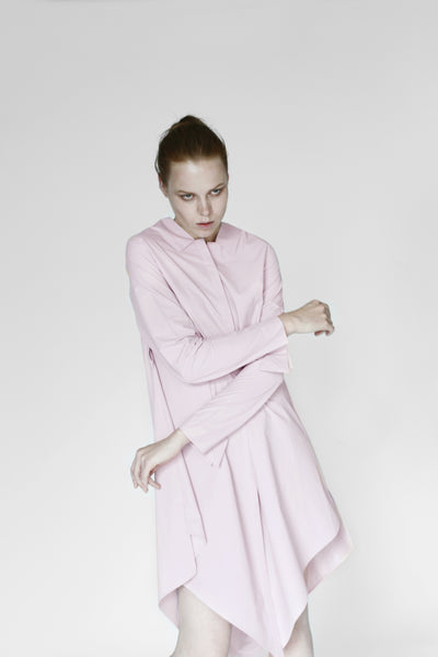 Origami Cotton Shirt Dress / Pink - YOJIRO KAKE OFFICIAL