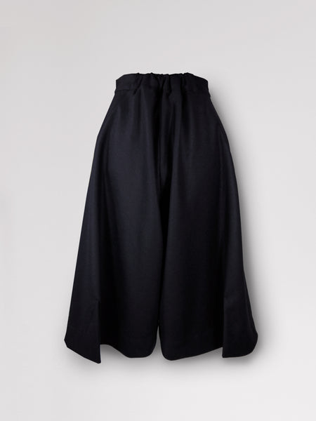 Origami Midi Wide Wool Trousers / Navy - YOJIRO KAKE OFFICIAL