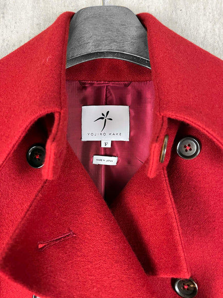 Origami Stain Collar Wool Coat / RED