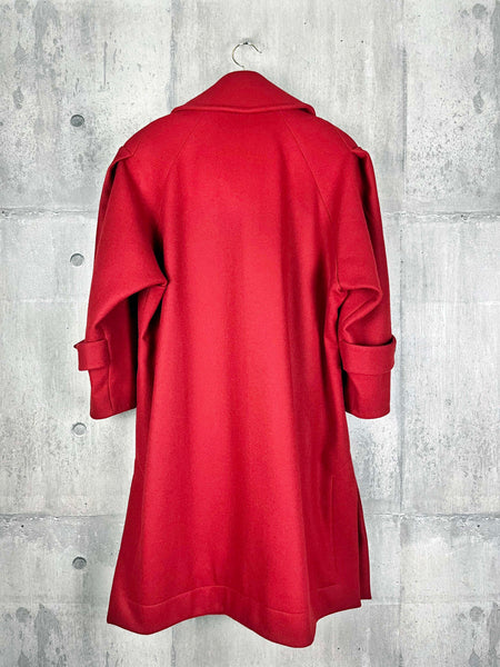 Origami Stain Collar Wool Coat / RED