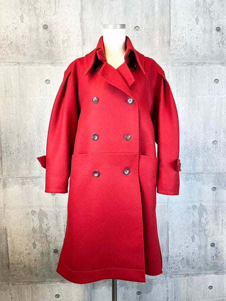 Origami Stain Collar Wool Coat / RED