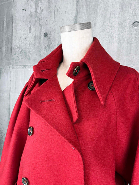 Origami Stain Collar Wool Coat / RED