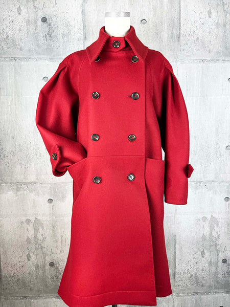 Origami Stain Collar Wool Coat / RED