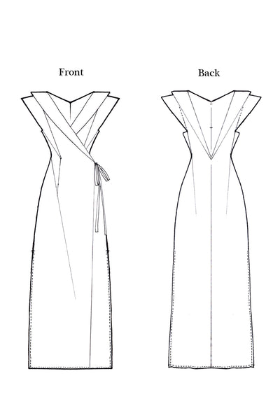 Origami Shawl Collar Viscose Dress / Print. - YOJIRO KAKE OFFICIAL
