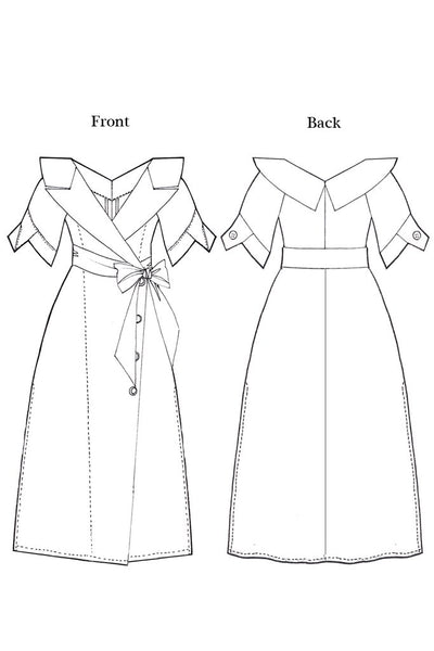 Origami Cotton Tailored Dress / Black - YOJIRO KAKE OFFICIAL